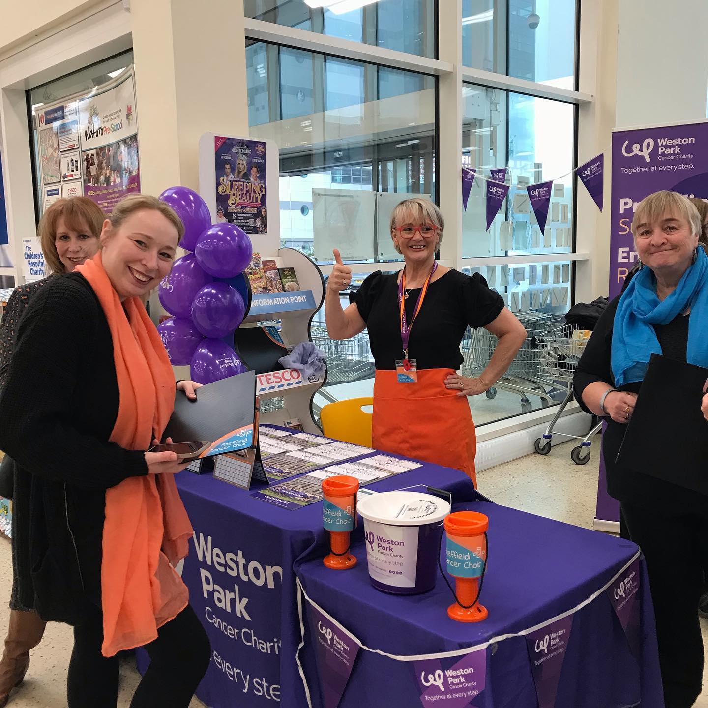 Charity Collection table at Tesco